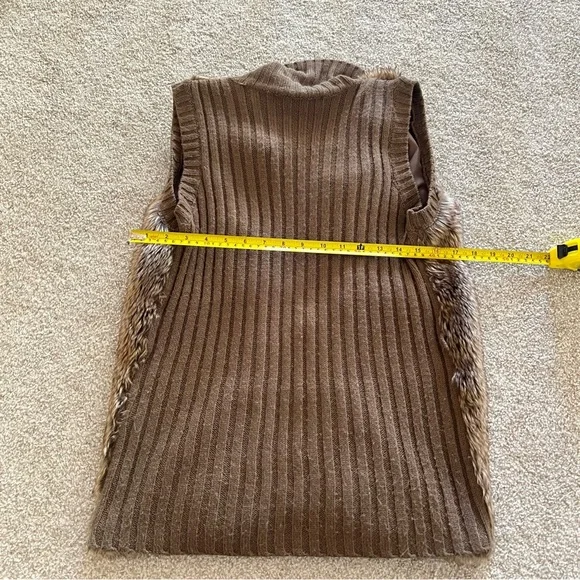 89th & Madison Y2K Vintage Faux Fur Brown Knit Collared Vest - Picture 10 of 11